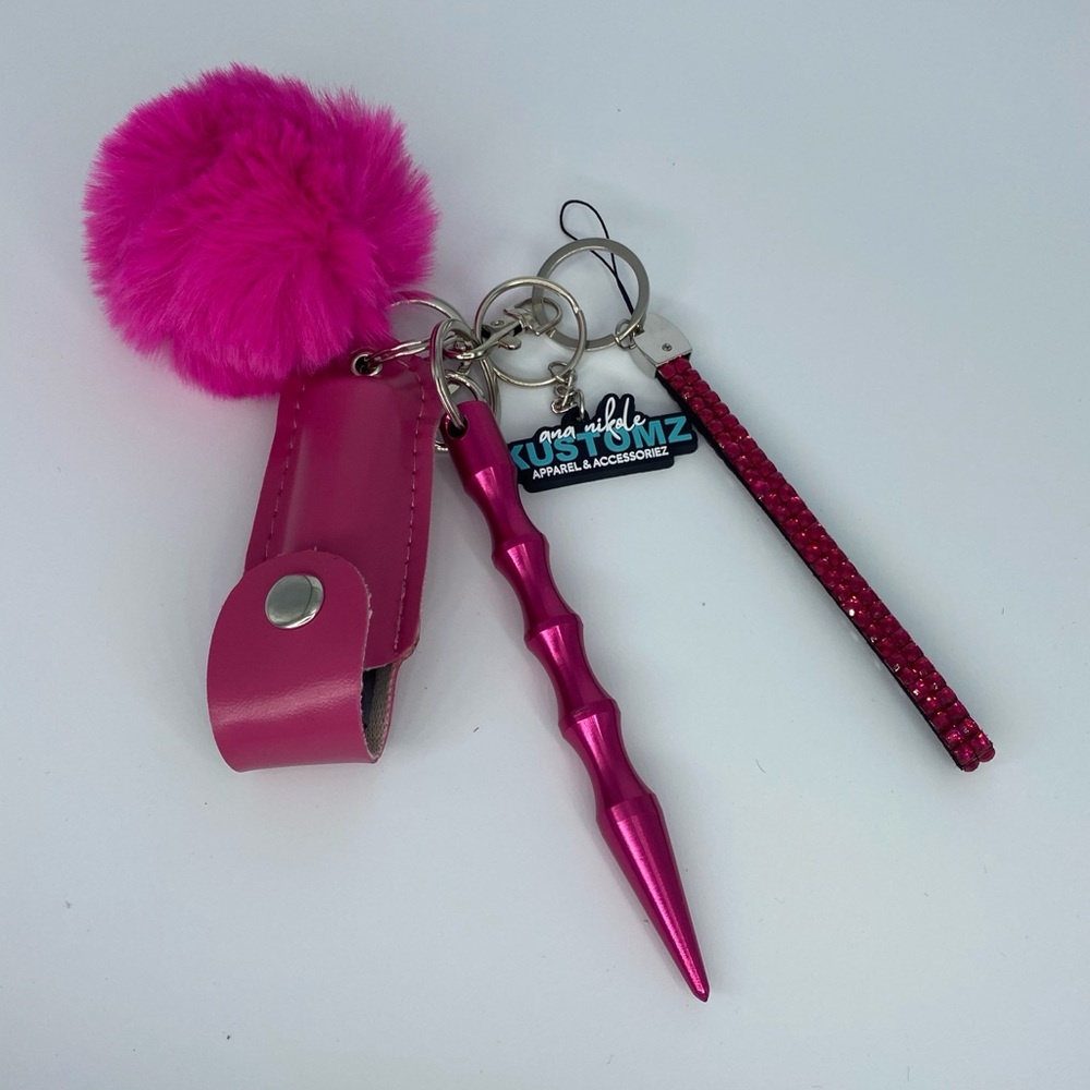 Pink Safety Keychain Set